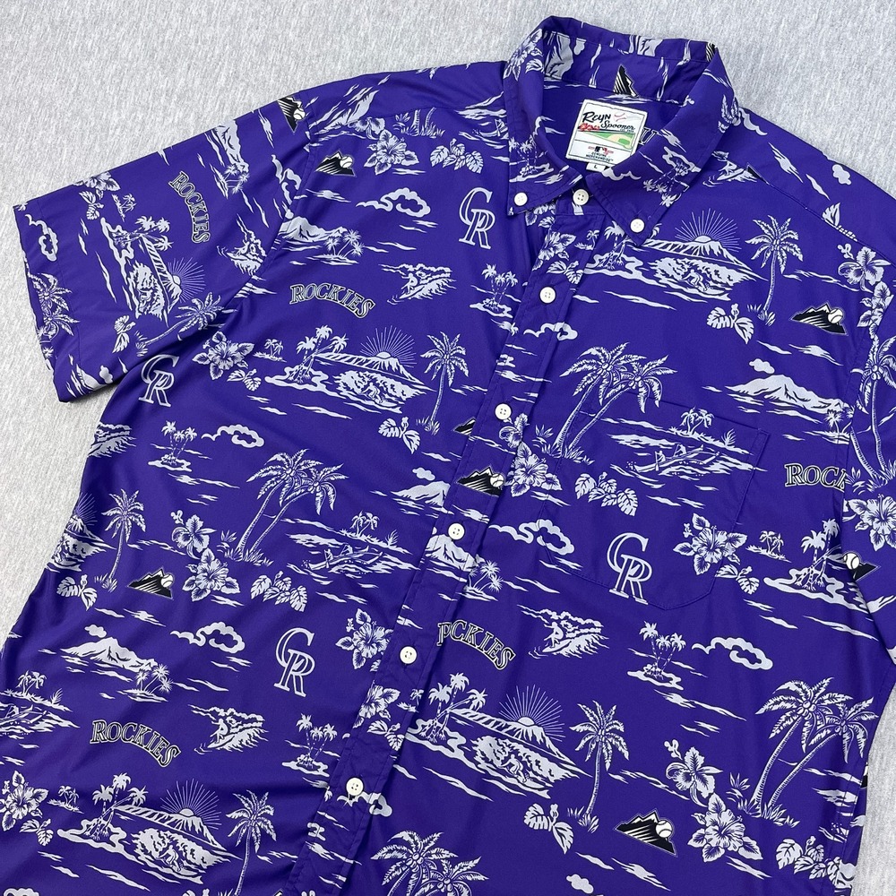 Reyn Spooner Colorado Rockies Kekai Performance Shirt Mens L Nylon Hawaiian